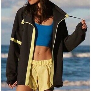 Free People Movement FP Right On Track Full Zip Sweatshirt Jacket Navy NWOT Sz M